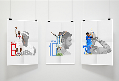 Here are striking sports poster designs! athleticartistry dhoni dribbbleshowcase gameoncanvas graphicdesigninspiration james messi sportsartistry visualimpact