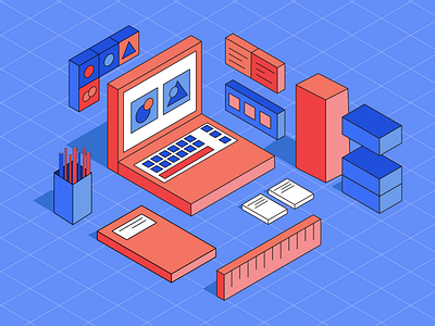 Isometric Workspace 3d animation design gif illustration illustrator isometric motion graphics vector