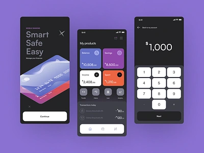 Mobile Banking banking black color bold ui bright colors crypto dark mode mobile app design card fin fin app finance gradient grey mobile banking modern purple mode red ui app design ui mobile app violet your app