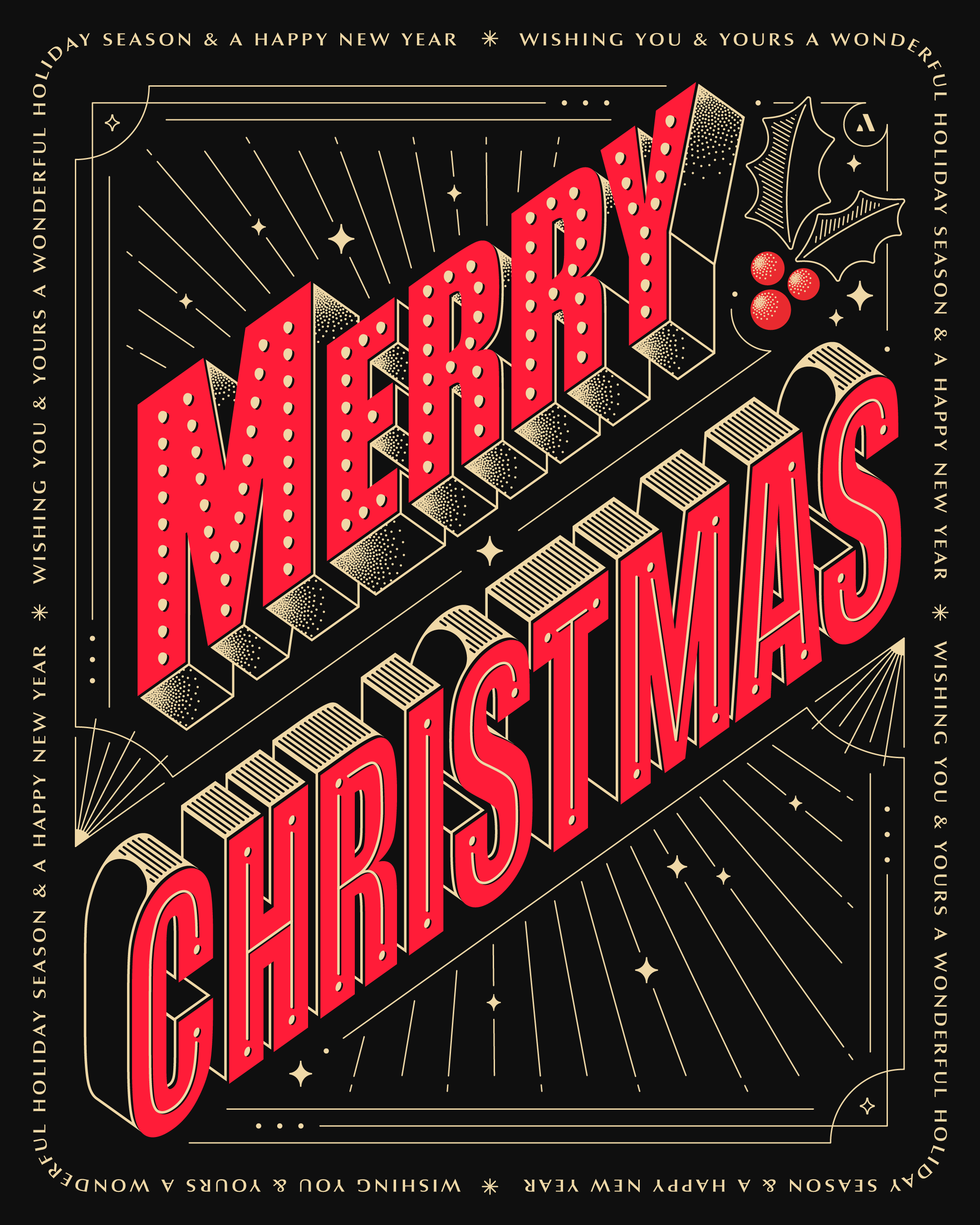 Merry Christmas!!!! 2023 artdeco branding christmas christmas card classic design happy holidays lettering typography vector vintage xmas