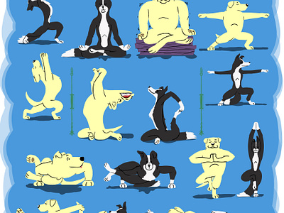 Doga - Yoga Dogs animal art digital art doga dogs illustration yoga