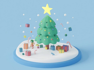 Happy Holidays 3d 3d art animation art art direction b3d blender blender3d christmas christmas tree design holidays illustration illustration art illustration design jolly render