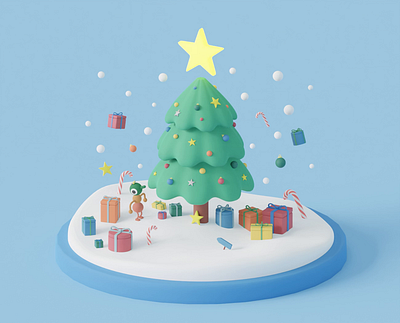 Happy Holidays 3d 3d art animation art art direction b3d blender blender3d christmas christmas tree design holidays illustration illustration art illustration design jolly render