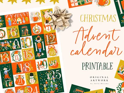Advent Calendar Christmas Nutcracker Xmas Festive advent art calendar christmas diy festive gift holidays nutcracker printable snowflakes tags vector wall xmas