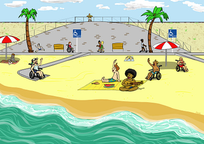 Beach Accessibility Rails digital art illustration