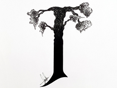 T from Tree art artist artistic artwork author design drawing graphic design illustrated capital letter illustration ink traditional art typography