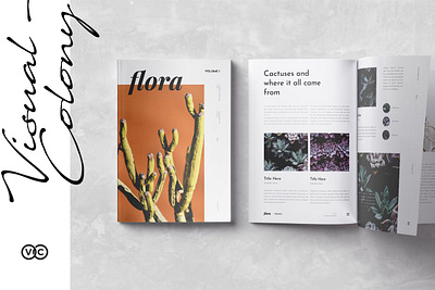 Flora Magazine catalog catalogue clean editorial fashion image layout lookbook magazine minimalist modern print publication template trendy