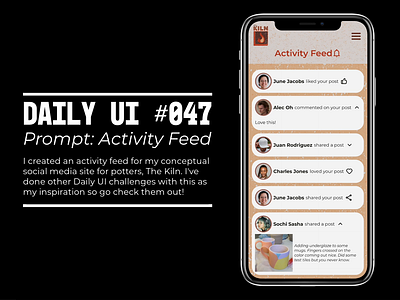 Daily UI #047: Activity Feed activity feed branding ceramics daily ui figma graphic design notifications social media ui