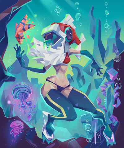Neptune's Noel 🐟​🎁​ abyss best wishes christmas christmas art merry christmas santa unconcentional christmas underwater adventures weird illustration