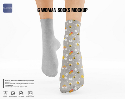 Dye sublimation Woman Socks Mockup sock mock up psd