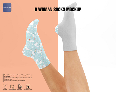 Dye sublimation Woman Socks Mockup sock mock up psd