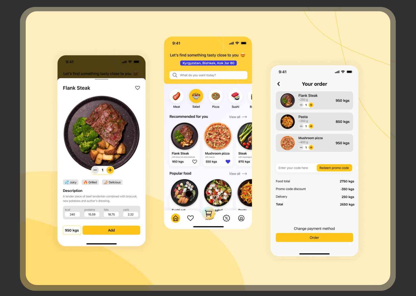 food delivery app design by Нурбол on Dribbble