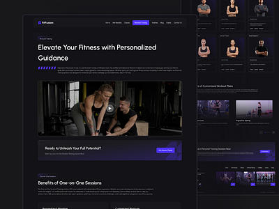 Personal Training Page Design of GYM - Fitness Website black coach list dark design fitness fitness brand gym gym website gym website template health inspiration one on one session page personal training personal training page template ui ux web website