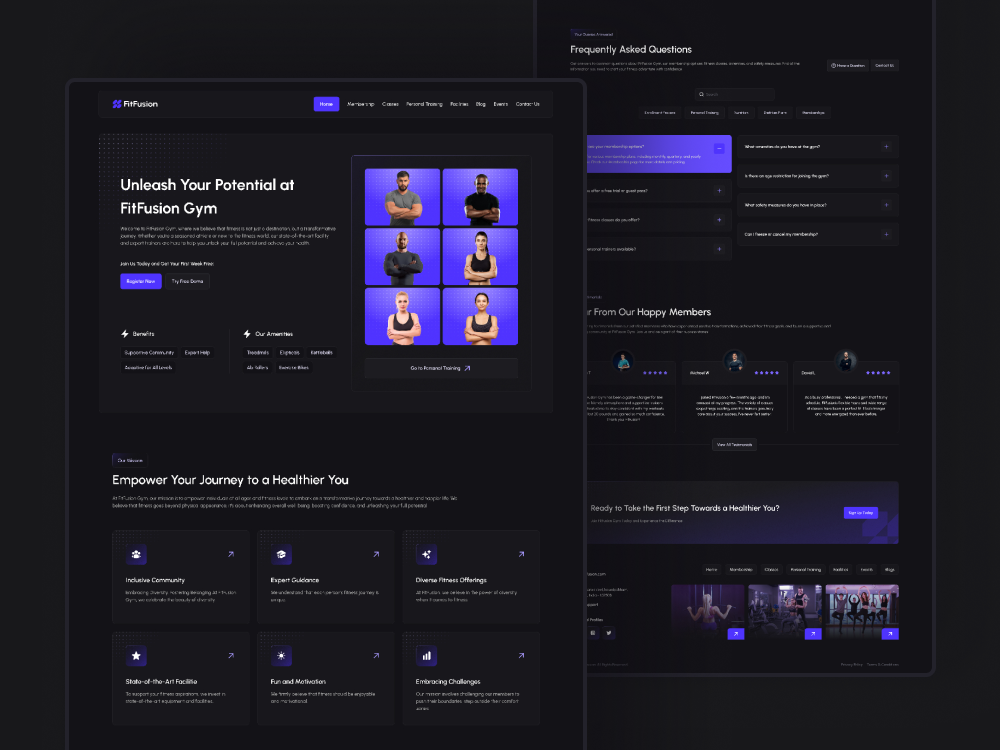 Home Page / Landing Page Design of GYM - Fitness Website black dark design first page fitness fitness brand gym gym website health home home design home page inspiration landing page main page page template ui web website