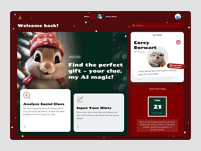 Digital platform for generating AI-based Christmas gifts ai app christmas clear design dark dashboard design digital generating gift marketplace platform ui ux