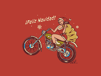 ¡FELIZ NAVIDAD! branding christmas feliz navidad graphic design illus illustration kawasaki merry christmas motorcycle navidad pinup
