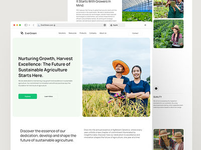 EverGreen - Agriculture company website agriculture agriculture company clean company company profile corporate design farmer green homepage landing page plant product farmers ui ui design web design website design