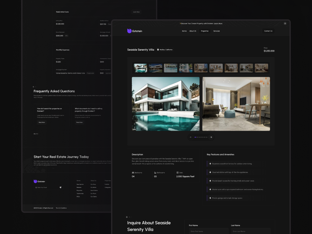 Property Detail Page Design of Real Estate Website black dark design house detail inspiration page page design property property detail property info real estate real estate website template ui ux web website website design