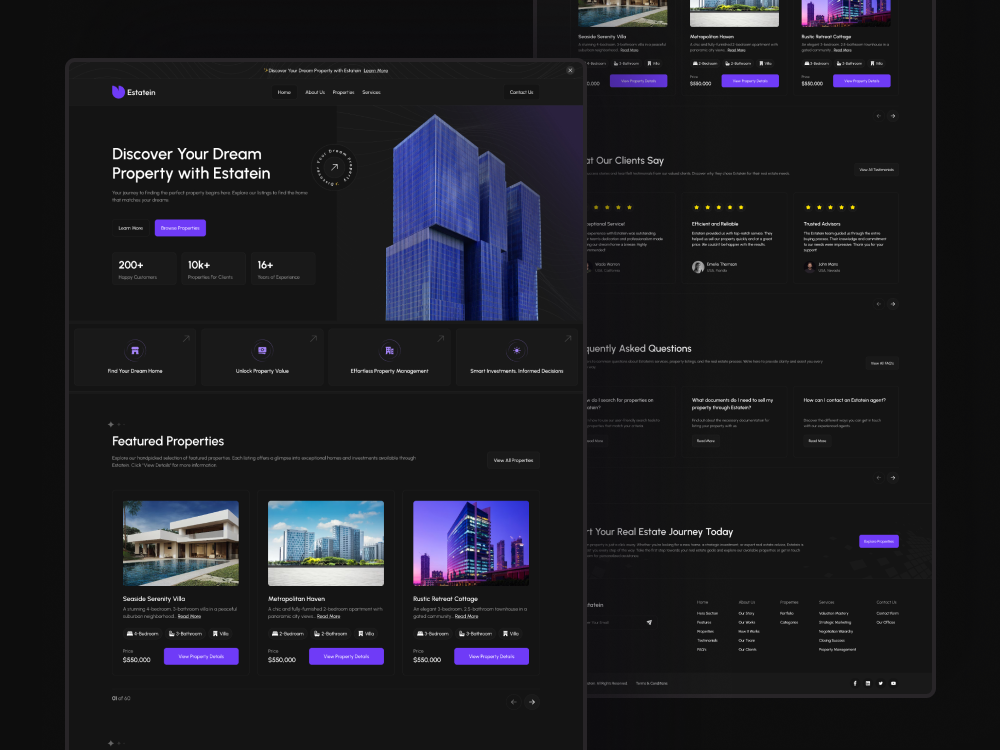 Home Page / Landing Page Design of Real Estate Website black dark design first page home home page home page design inspiration landing page landing page design main page main page design page real estate real estate website template ui ux web website