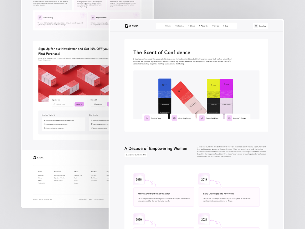 About Page Design of Perfume Brand Website about about page about page design about us about us page about us page design brand website company design light our company our story page perfume perfume brand template ui web website who we are