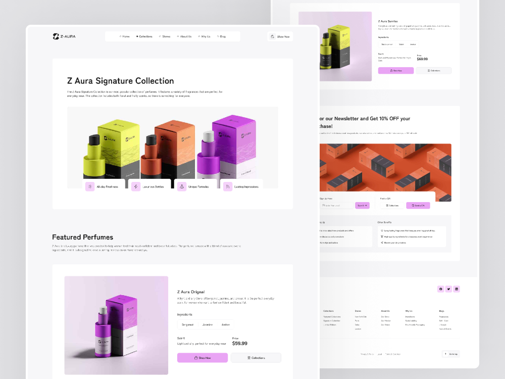 Perfume Collections Page Design of Perfume Brand Website brand website collection collections page design ecommerce inspiration light page perfume perfume brand perfume collection product lists product page products products result template ui ux web website