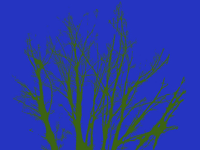 olive colored tree on blue background blue branches illustration olive tree