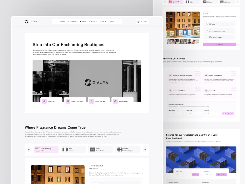 Our Stores Page Design of Perfume Brand Website branches branches page design inspiration light locations page our branches our stores our stores page page perfume perfume brand perfume brand website store locations stores template ui ux web website