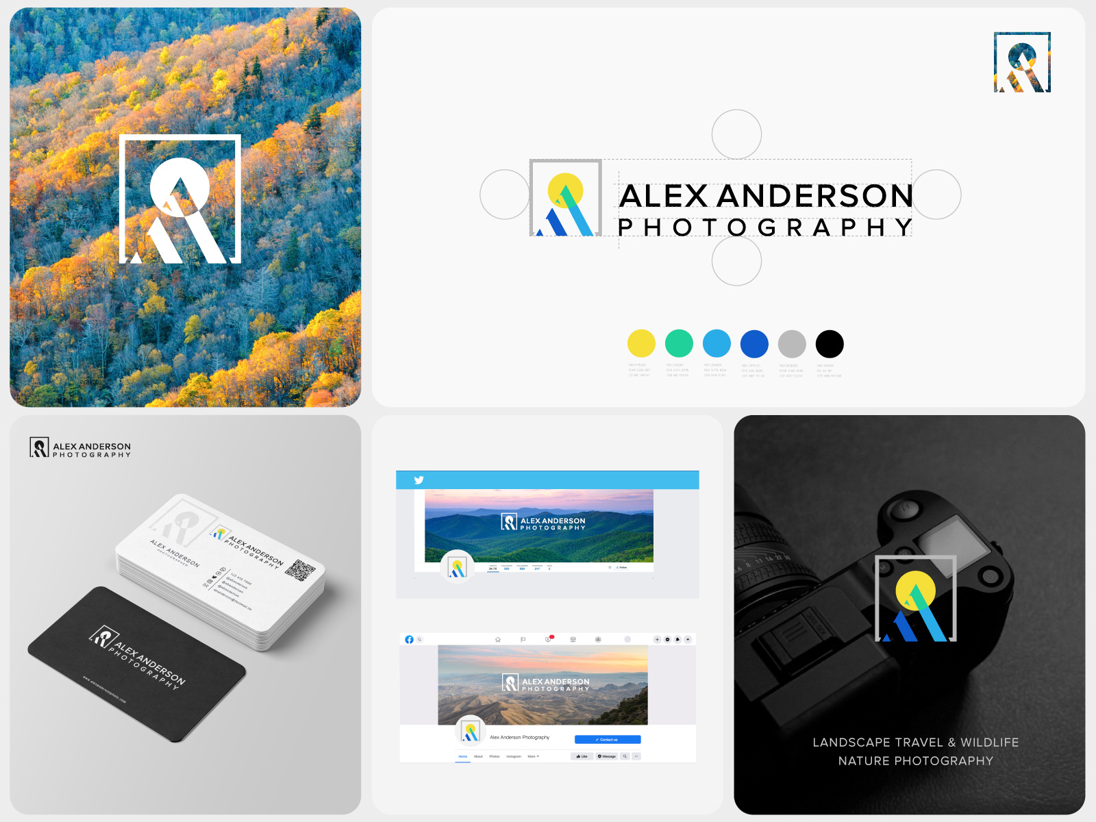 Design Logo for Alex Anderson brand design graphic design icon iconiclogo illustration landscape logo minimal outdoor outdoorphotography photography photographylogo photologo travelingphotograph vector wildlife