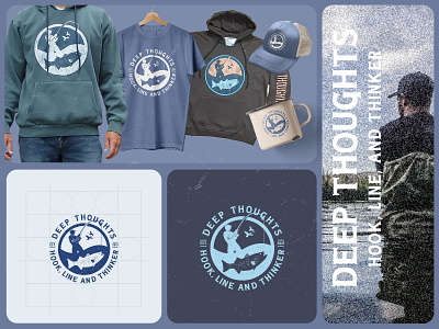 Design Logo for Deep Thoughts apparel brand design fishing fishinglogo graphic design hook icon illustration line logo minimal thinker vector