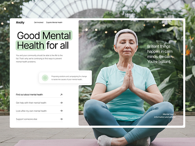 Mental Health website - Ancity design gen z healthcare healthy hero section jaksel medicine mental health mental health web ui unstable mental user interface ux web design website