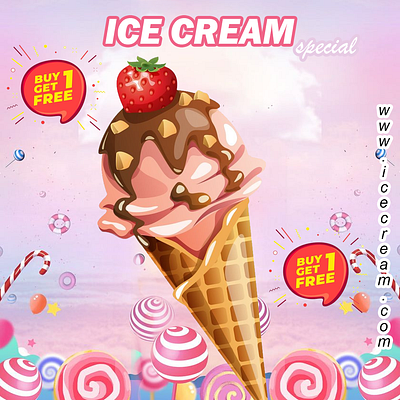 Ice Cream Poster 3d animation app branding design graphic design illustration logo motion graphics ui ux