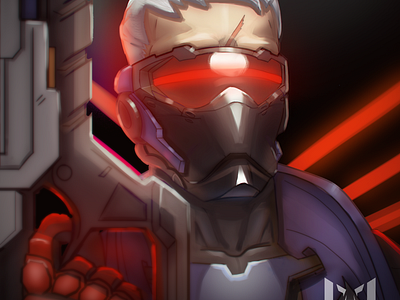 Soldier 76 X Terminator Fanart 2d digital paint fan art fanart graphic design iconography logo overwatch