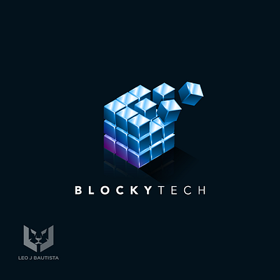 Blocky Tech logo 3d blocks branding design iconography logo