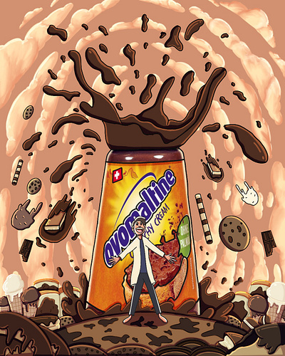 World Of Chocolate Ovomaltine art branding cartoon character chocolate design dessert digital painting digitalart fanart food illustration photoshop sweet