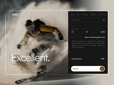 Outdoor Gear Shop - EXLO camping design gear healthy hiking ice skating outdoor skateboard sports sports web surfing ui user interface ux web design website winter