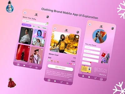 Clothing Brand Mobile App Ui Exploration 3d animation app art branding design flat graphic design icon illustration illustrator logo logo design minimal typography ui ux vector web website