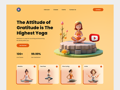 Online Yoga Class Webapp UI/UX branding colorful design dribbble graphic graphic design landingpage learning platform online class online learning ui yoga yoga class