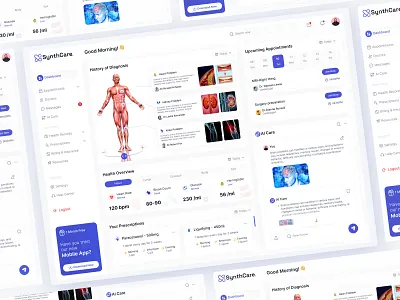 SynthCare - AI Telemedicine Dashboard Design 3d ai ai medical animation backbencher studio chatbot dashboard dashboardview doctor medical medicine saas telemedicine ui ux webapp webinterface website