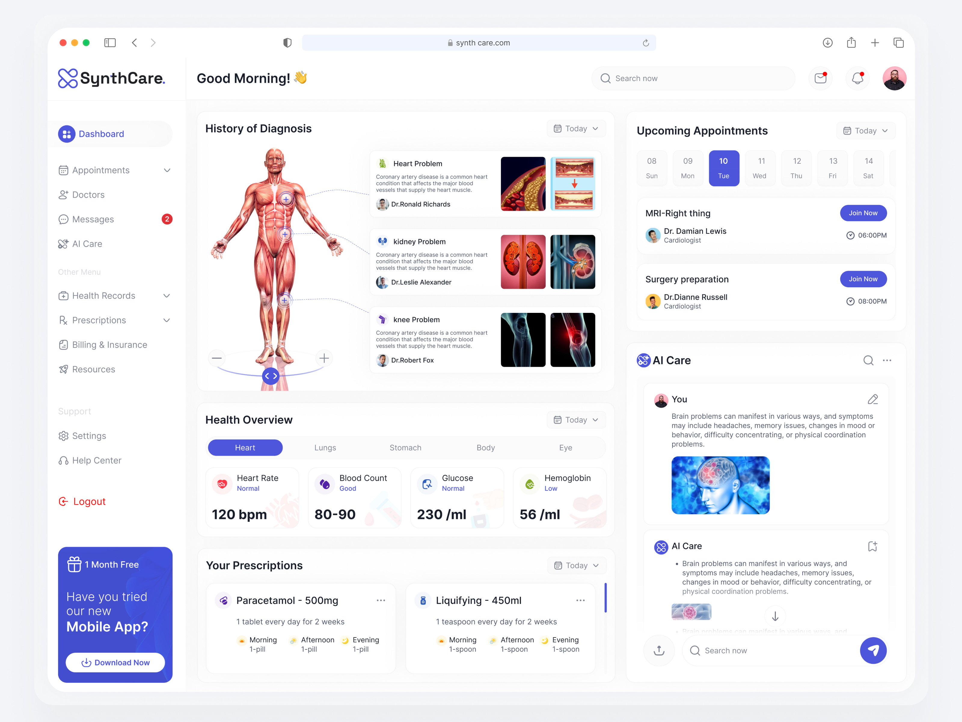SynthCare - AI Telemedicine Dashboard Design by Softvence Delta UI/UX ...