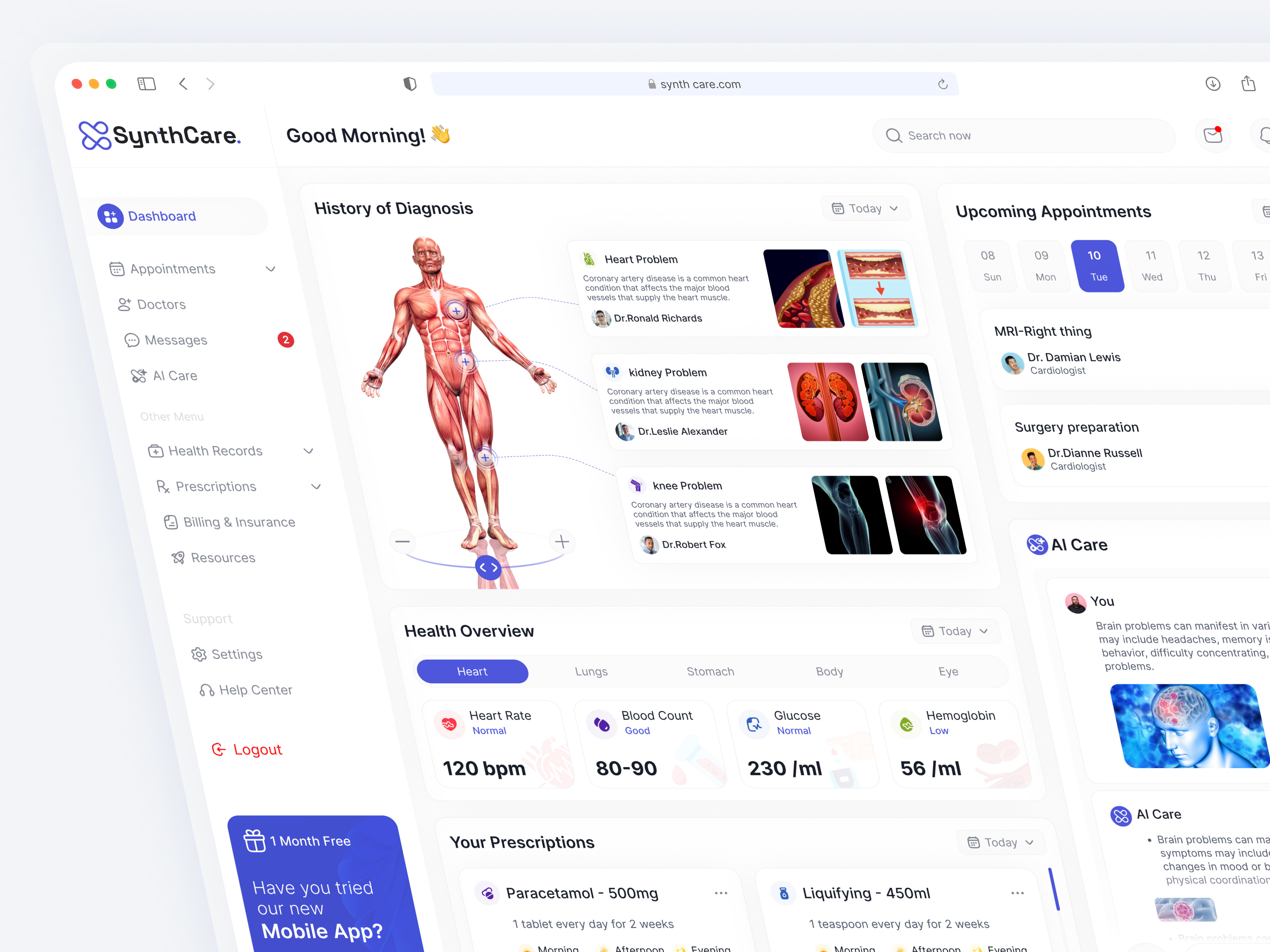 SynthCare - AI Telemedicine Dashboard Design by Softvence Delta UI/UX ...