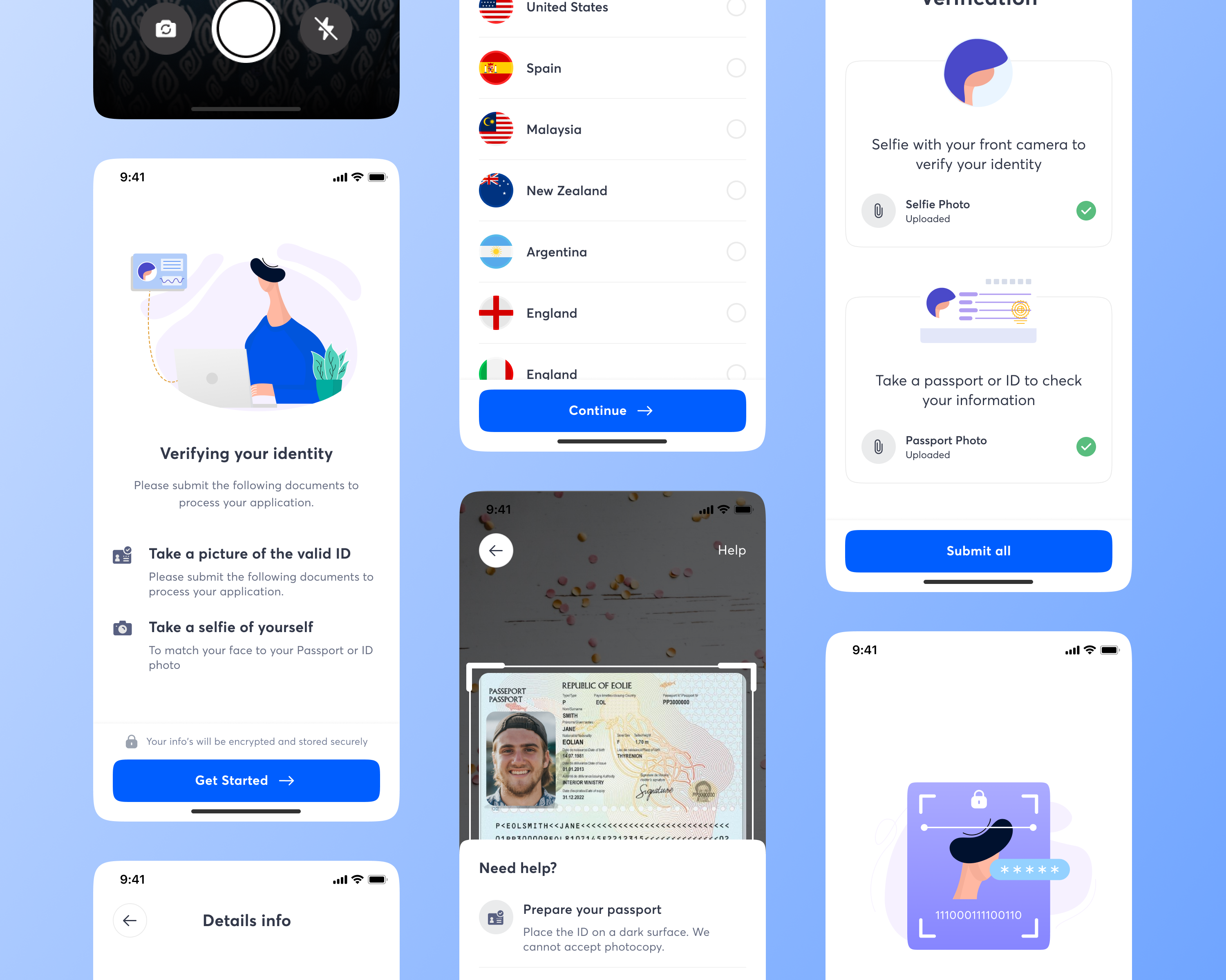 KYC Verification Process app design appuiux blockchain cyber security document fintech id identity platform ios kyc process mobile app privacy details process design product design security tool setting page ui design uiux verification process visual identity