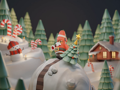 S-HARK Walking #3 - Christmas Edition 3d animation blender blender3d character christmas illustration