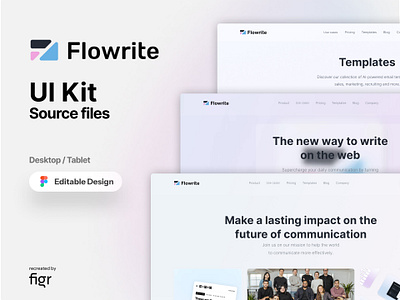 Make Flowrite UI your own ai ai writer branding copy ai design figma flowrite free kit landing page logo productivity redesign template ui ui ux web design webapp website wokspace