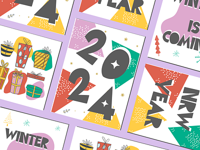 Happy New Year 2024 2024 3d animation banner branding christmas design graphic design happy new year illustration illustrator logo logotype new year new year 2024 typography ui ux vector visual design