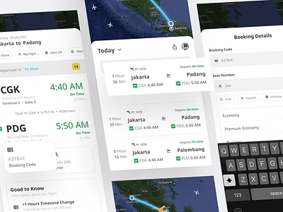 Flyghty - Tracking Flight Mobile Apps (Light Mode) app design flight illustration illustrator jakarta mockups padang track ui