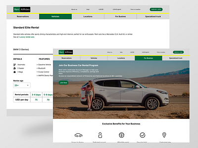 Rent AllRides page car car rental color dashboard design ui user page ux