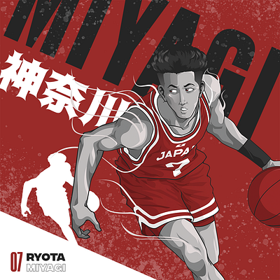 Ryota Miyagi 2d anime basketball digital fanart illustration japan pointguard ryotamiyagi shohoku slamdunk team vectorart