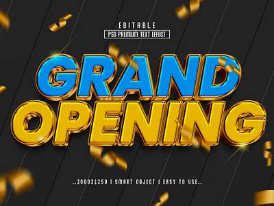 Grand Opening 3D Editable Text Effect Style 3d effect gold golden grand opening letter effect opening photoshop psd text effect style ribbon 3d text effect style text text effect text effect style