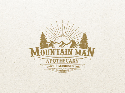 Mountain Man Apothecary | Vintage logo design brand identity branding brown design dribbble dribbble logo illustration logo logo design logodesign logos mountain nature sun rays tree vector vintage