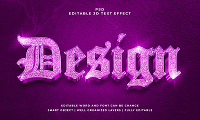 Design 3D Editable PSD Text Effect abstract font